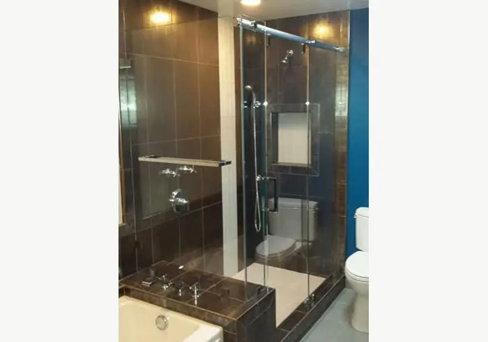 Beautiful Shower with Polished Edges & Chrome Hardware